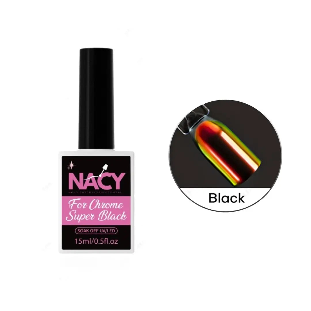 Set Nacy Chrome Super Black &amp; White Gel 0.5oz