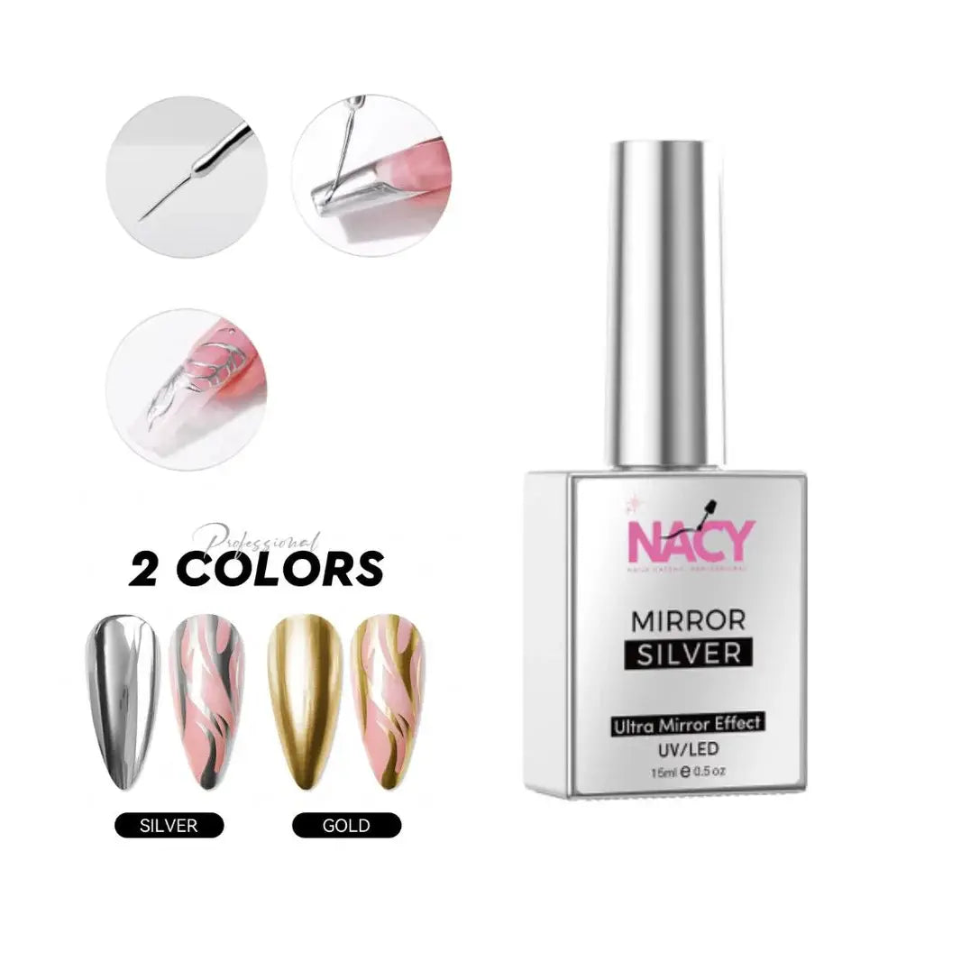 NACY Metallic Painting Liner Gel Silver Mirror Effect 15ml