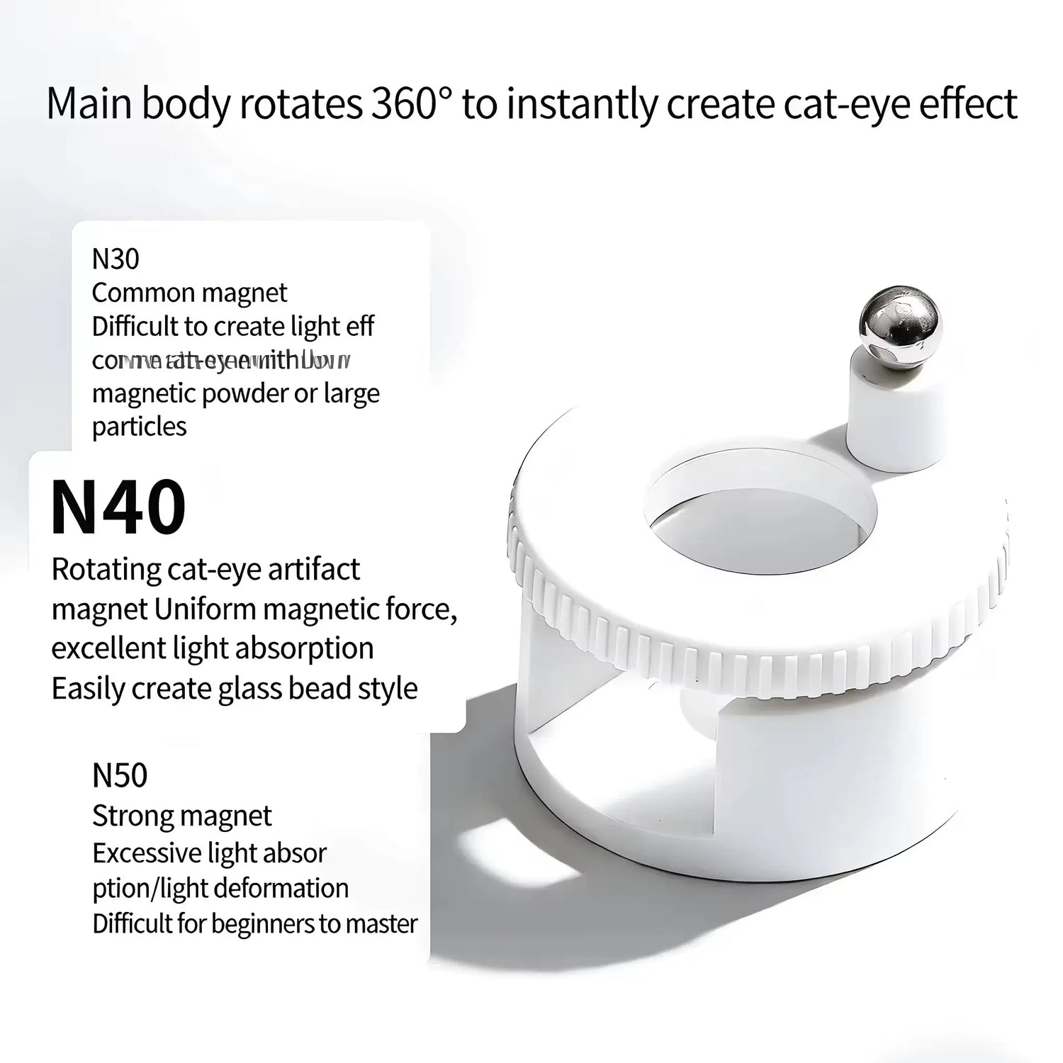 Rotating Magnet Moonlight Cat Eye- White