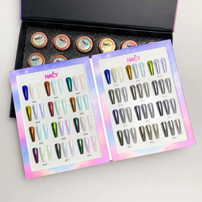 Nacy High Brighness Auora Chrome Pigment Set 24 Colos