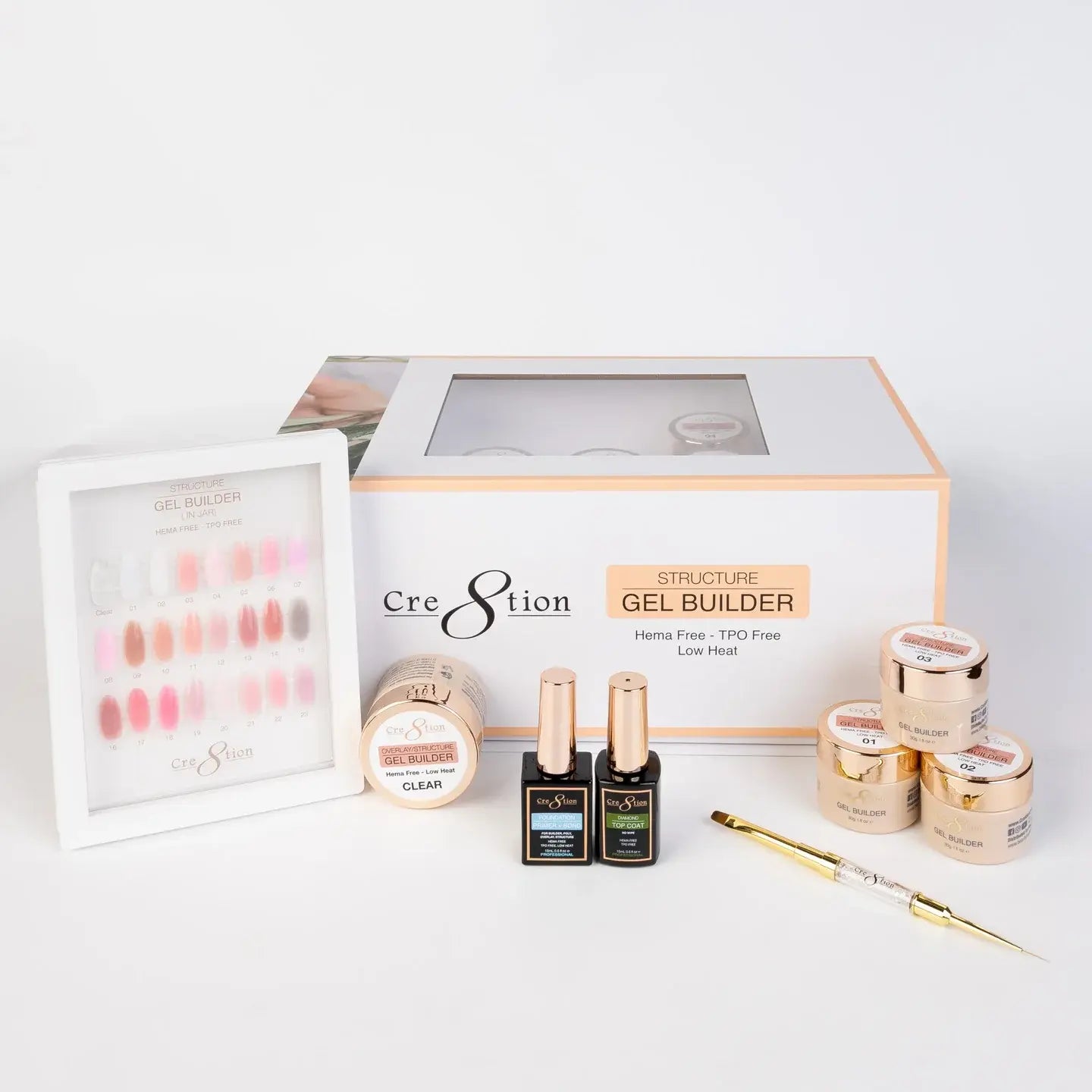 Cre8tion Gel Collection - Hema Free/TPO Free - Low Heat - Overlay/Builder Gel in Jar 24 Colors Kit