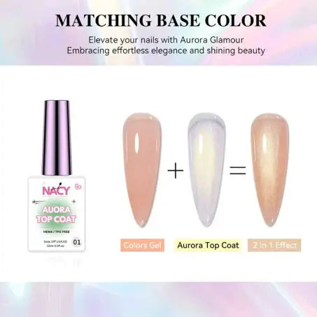 Set Nacy Auora 2in1 Top Coat Gel 0.5oz - 5 Colors