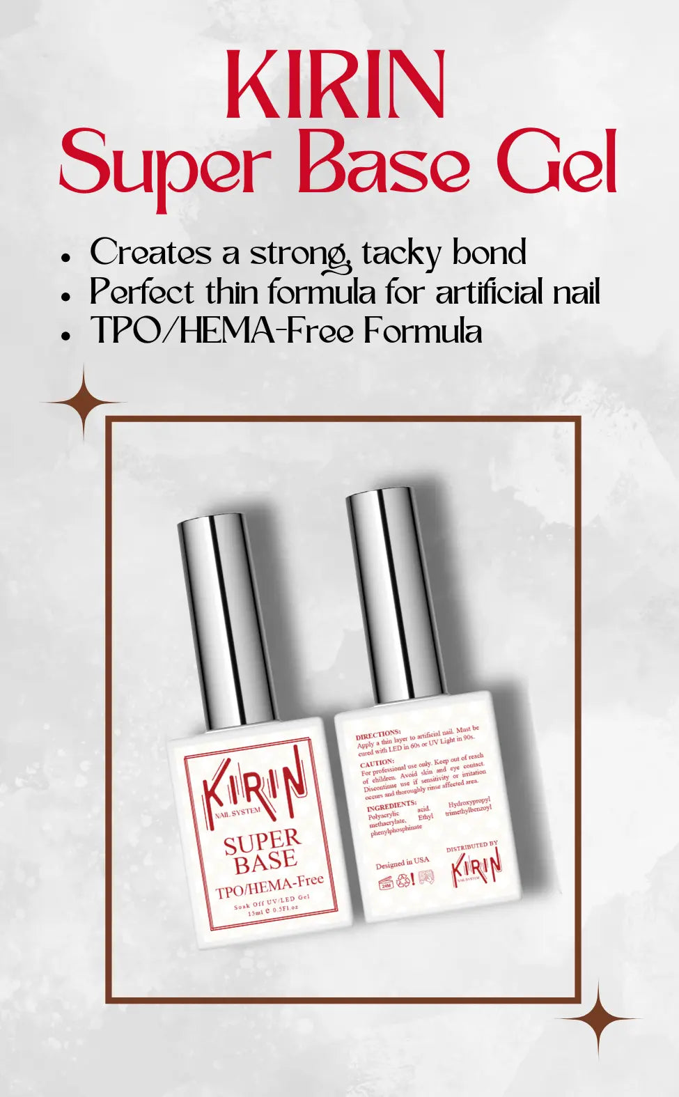 KIRIN Super Base Gel Coat (15ml) (HEMA/TPO-Free)