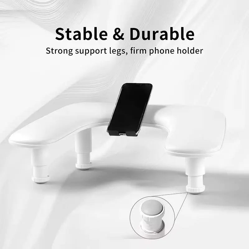 Gray U-Shaped ArmRest for Nails Salon with Rotating Built-In Phone Holder and Adjustable