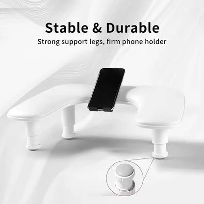 Gray U-Shaped ArmRest for Nails Salon with Rotating Built-In Phone Holder and Adjustable