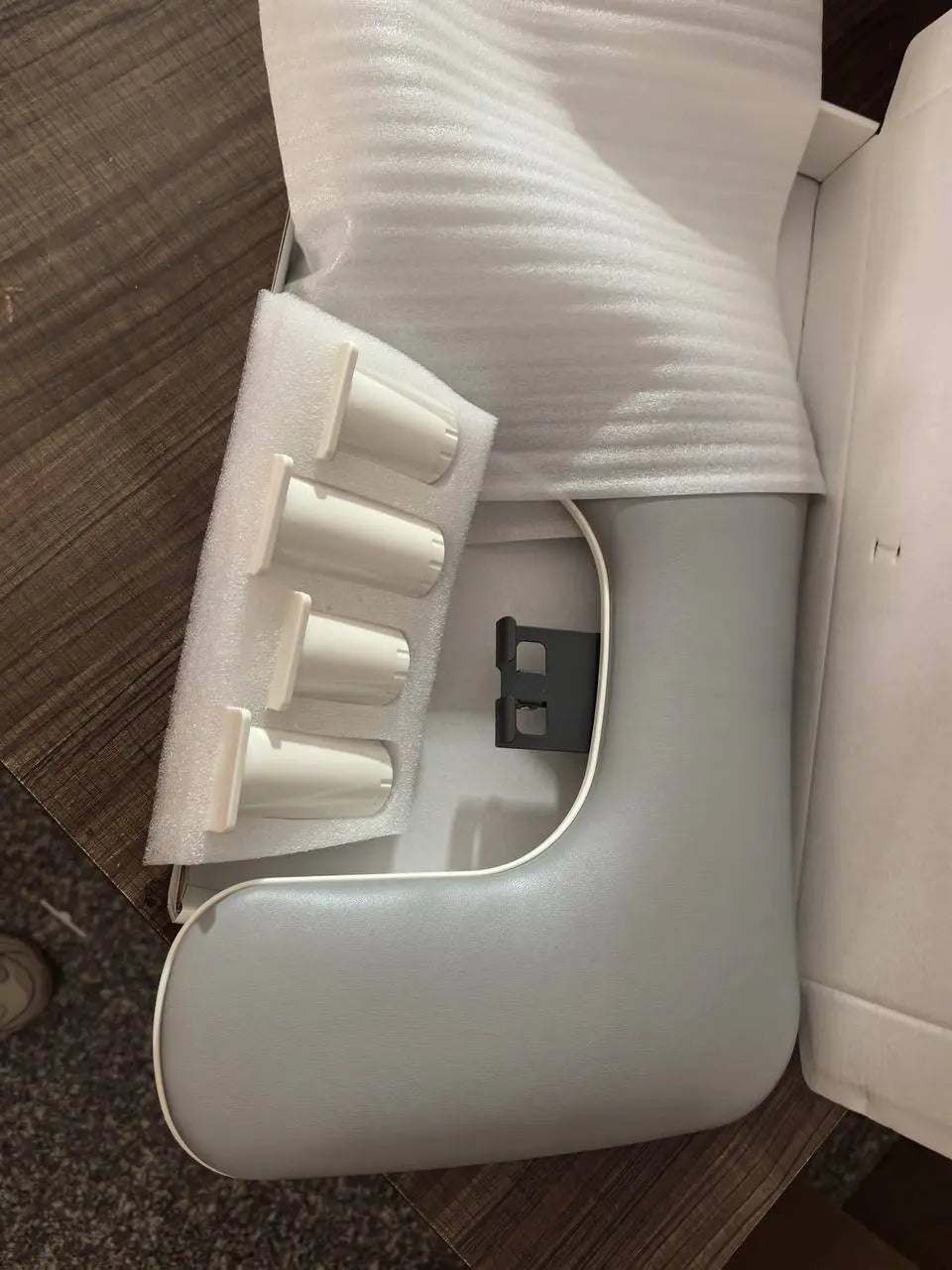 Gray U-Shaped ArmRest for Nails Salon with Rotating Built-In Phone Holder and Adjustable