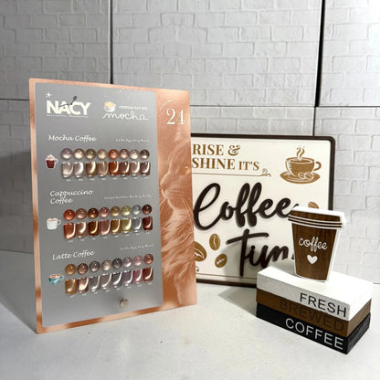 Nacy Full Set Coffee Mocha Crystal Cat Eye Gel 24 Colors / Free 1 Color Chart Display