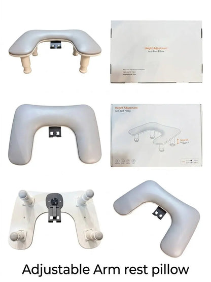 Gray U-Shaped ArmRest for Nails Salon with Rotating Built-In Phone Holder and Adjustable