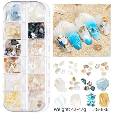 Summer Ocean Beach Series 3D Nail Charm Box of 12 slots (5 styles)