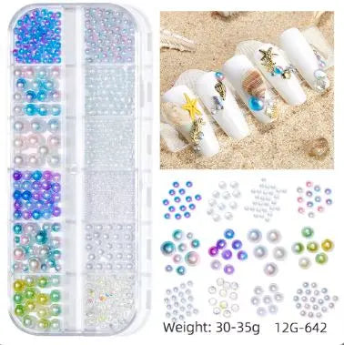 Summer Ocean Beach Series 3D Nail Charm Box of 12 slots (5 styles)