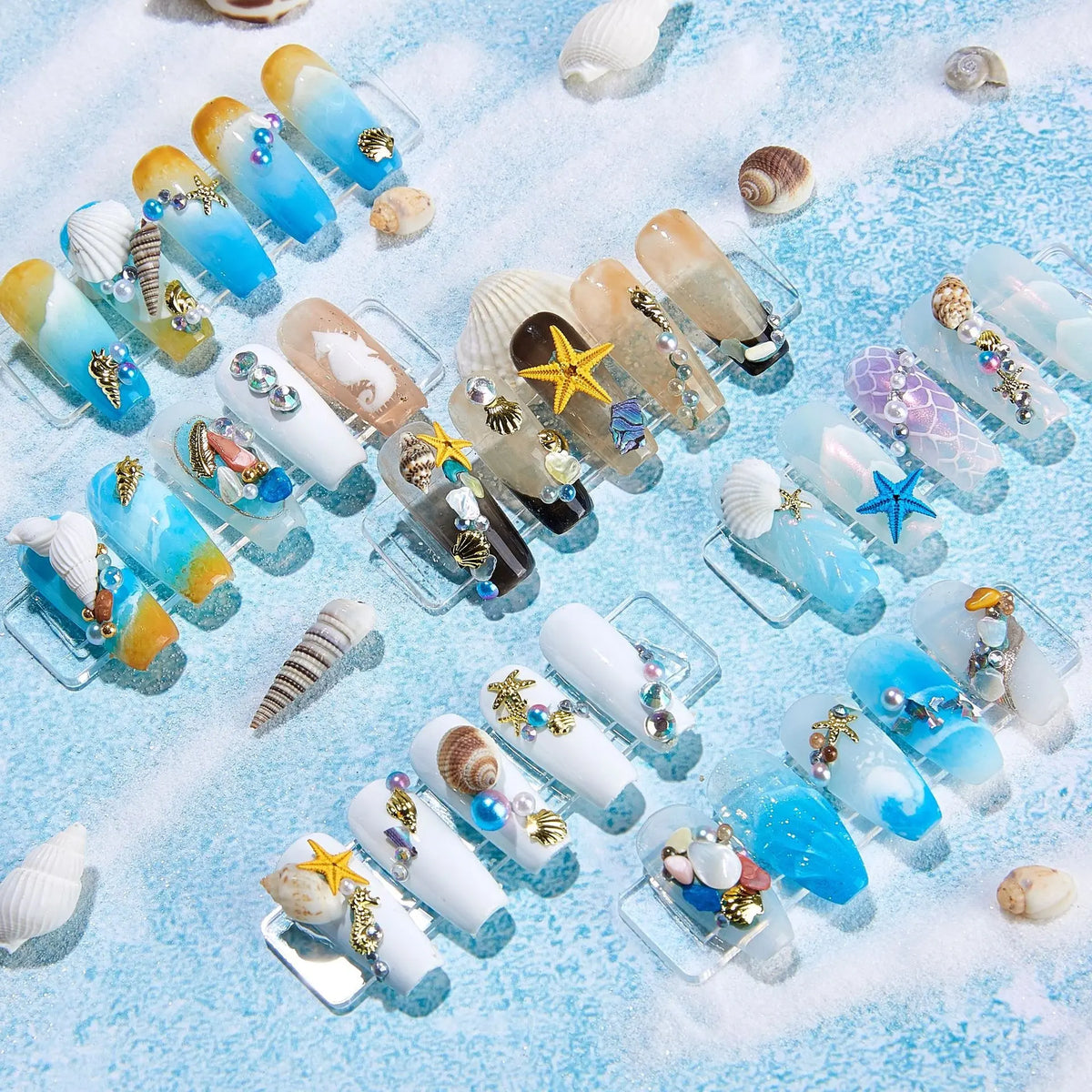 Summer Ocean Beach Series 3D Nail Charm Box of 12 slots (5 styles)