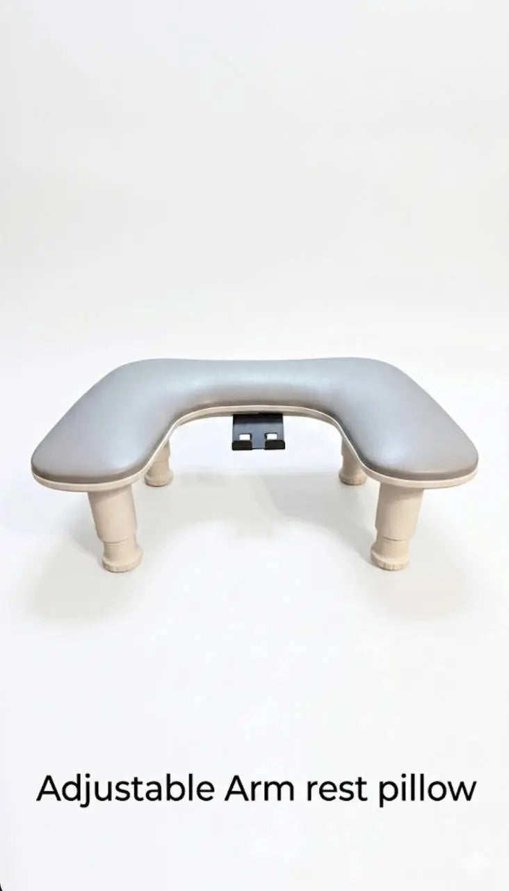 Gray U-Shaped ArmRest for Nails Salon with Rotating Built-In Phone Holder and Adjustable