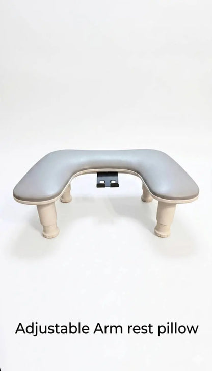 Gray U-Shaped ArmRest for Nails Salon with Rotating Built-In Phone Holder and Adjustable