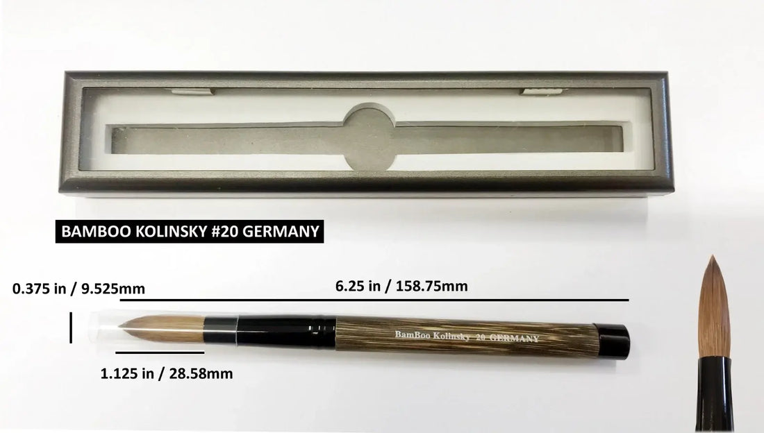 100% Bamboo Kolinsky Acrylic Brush - GERMANY (size 16, 18, 20) - Uncrimped