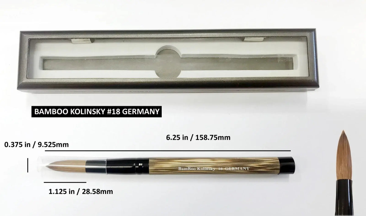 100% Bamboo Kolinsky Acrylic Brush - GERMANY (size 16, 18, 20) - Uncrimped