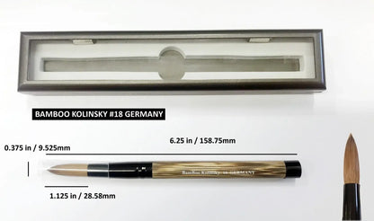 100% Bamboo Kolinsky Acrylic Brush - GERMANY (size 16, 18, 20) - Uncrimped