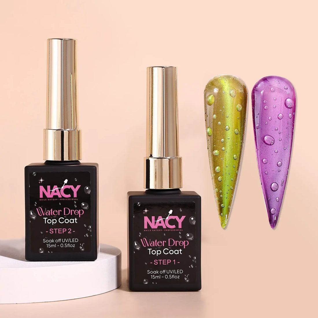 Nacy Water Drop Cat Eye Gel 0.5oz Top Coat-2 Steps Set