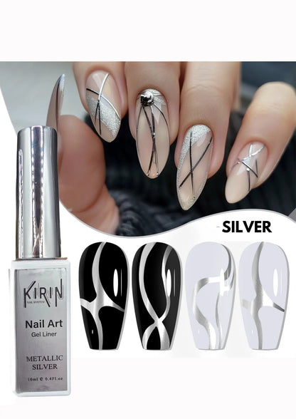 KIRIN Nail Art Gel Liner Metallic 0.4oz (Silver/Gold)