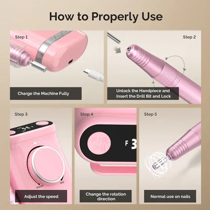 MelodySusie SM320G Clip-On Advanced Rechargeable 2-in-1 Nail Drill with Tilted Display Design 35,000RPM