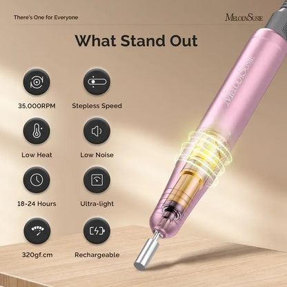 MelodySusie SM320G Clip-On Advanced Rechargeable 2-in-1 Nail Drill with Tilted Display Design 35,000RPM