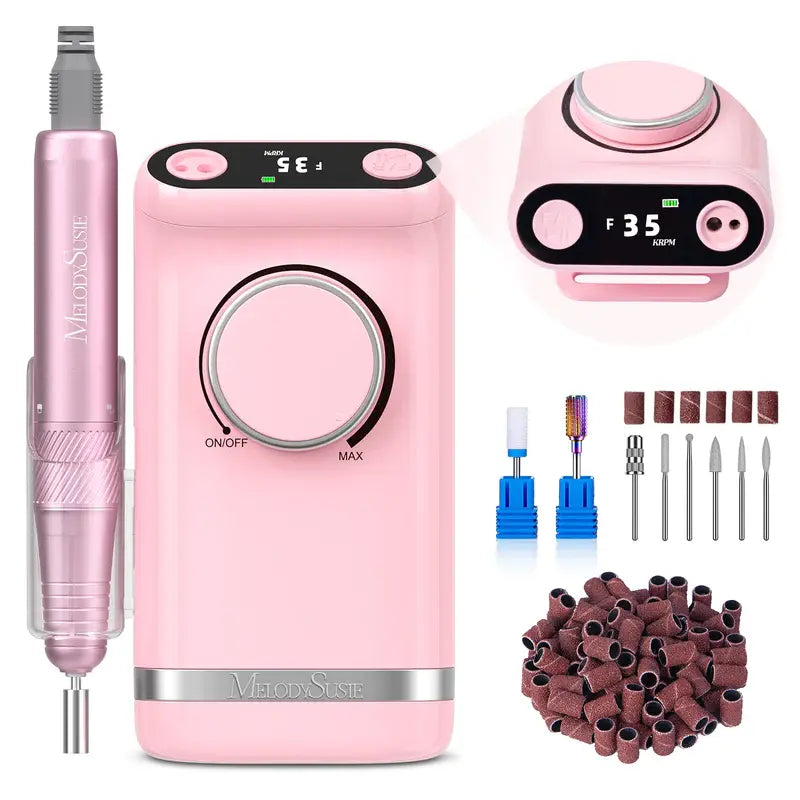 MelodySusie SM320G Clip-On Advanced Rechargeable 2-in-1 Nail Drill with Tilted Display Design 35,000RPM