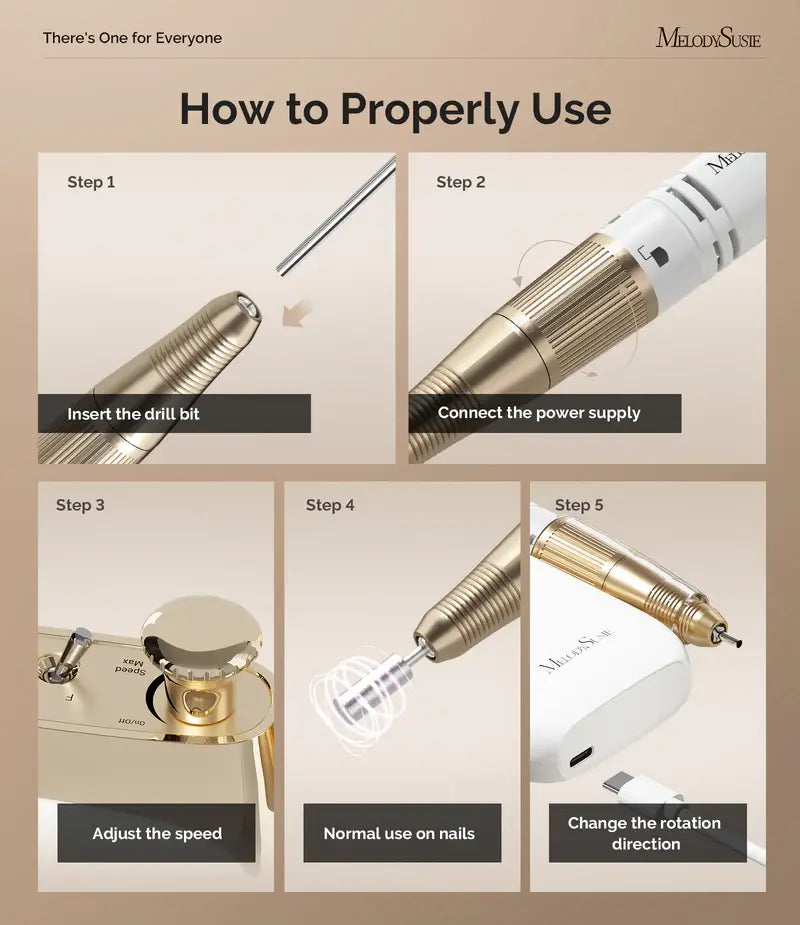 MelodySusie Jade(SC320C) Clip-On Vintage-Style Rechargeable Nail Drill 30,000RPM