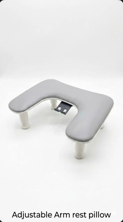 Gray U-Shaped ArmRest for Nails Salon with Rotating Built-In Phone Holder and Adjustable