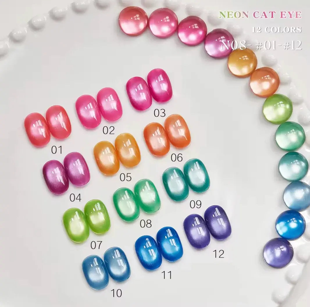 NACY SUMMER GLAZE SET CAT EYE 12 COLORS GEL 0.5OZ - HEMA/TPO FREE
