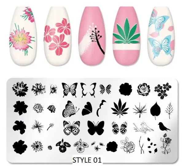 Stainless Steel Stamping Plate Nail Art - Various in Design Styles