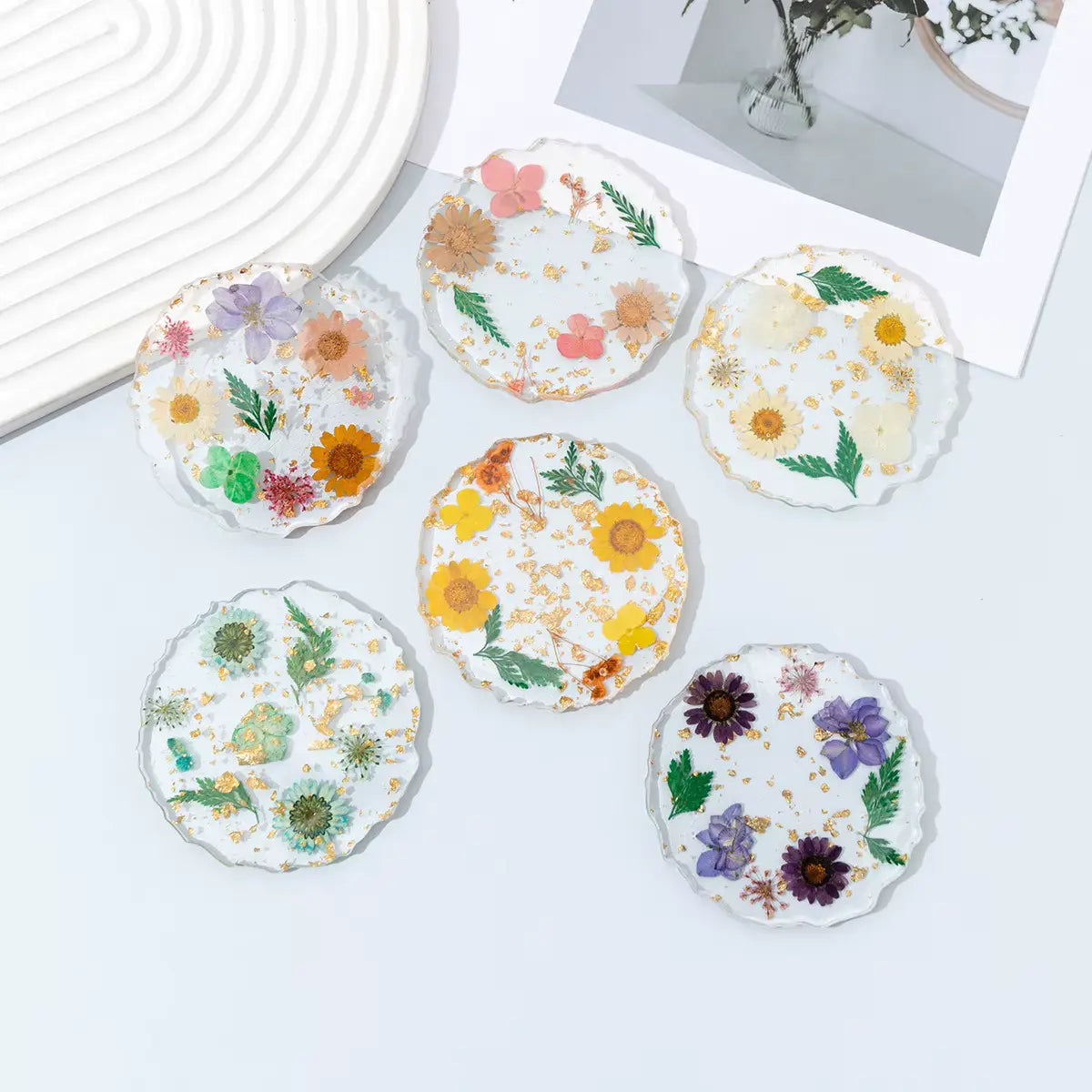 Nail Mixing Color Palette Dried Flower Gold Foil Resin (5 colors available)