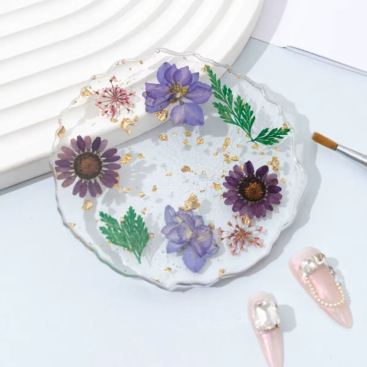 Nail Mixing Color Palette Dried Flower Gold Foil Resin (5 colors available)