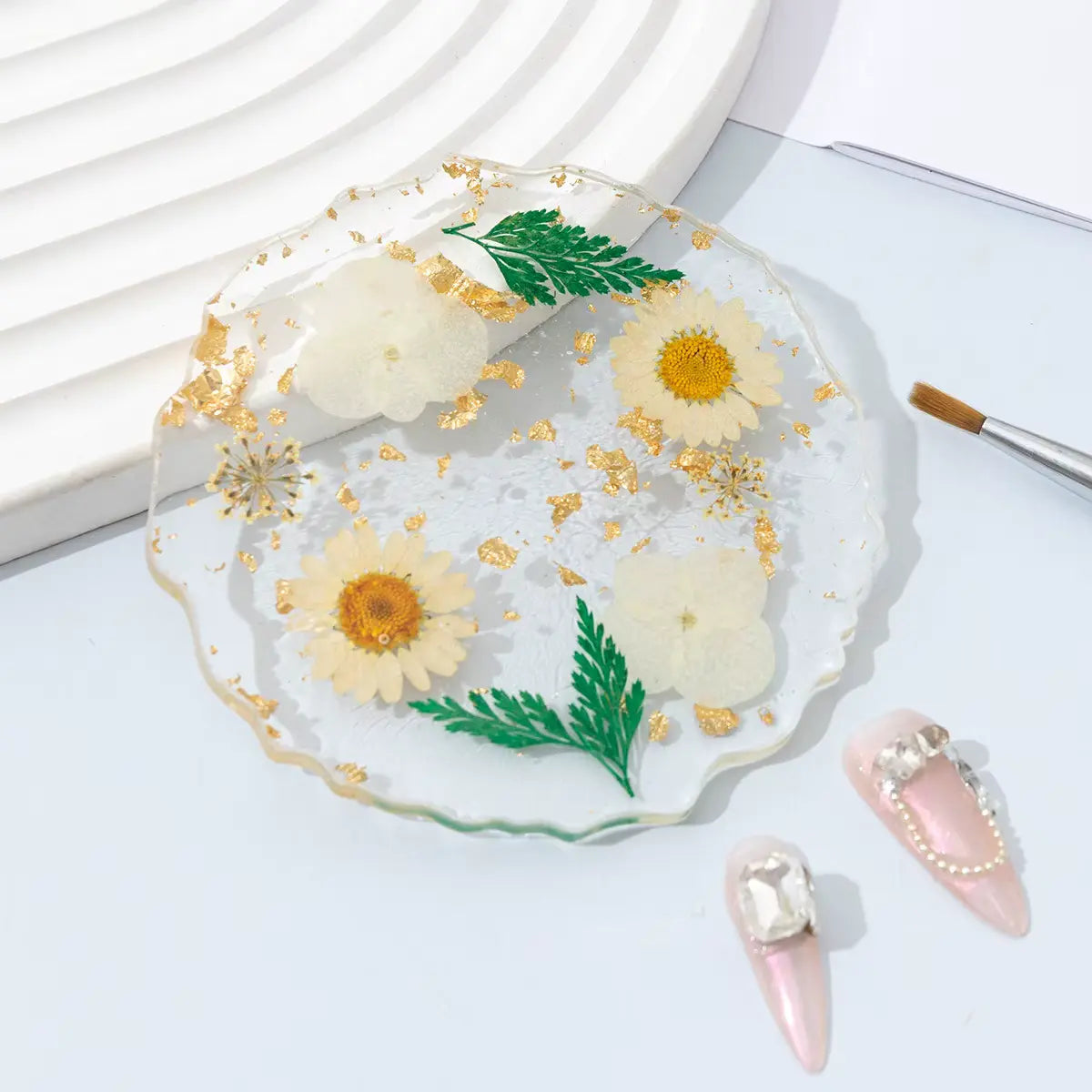Nail Mixing Color Palette Dried Flower Gold Foil Resin (5 colors available)