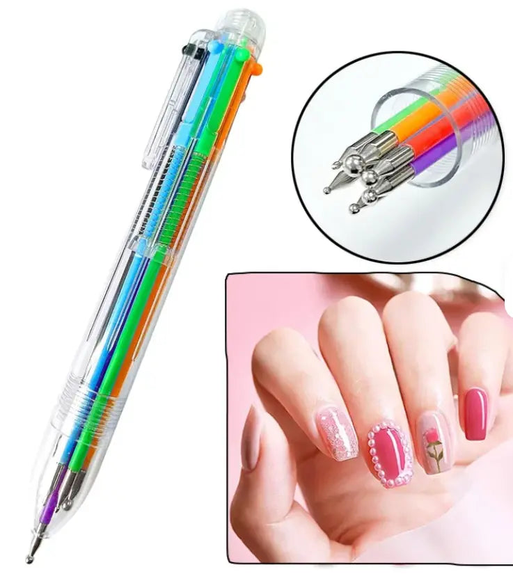 Multifunction Nail Art Dotting Pen 6 in 1