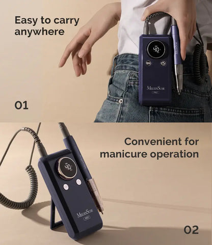 MB420G Clip-On Professional Rechargeable 2-in-1 Nail Drill with Built-In Stand 40,000RPM