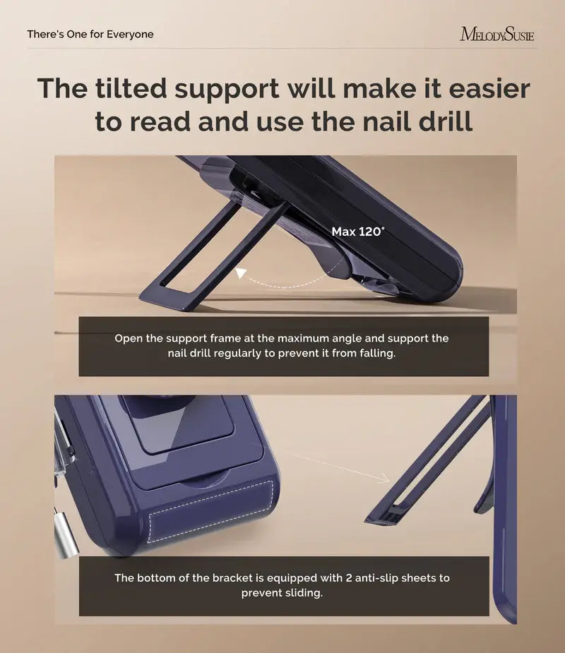 MB420G Clip-On Professional Rechargeable 2-in-1 Nail Drill with Built-In Stand 40,000RPM