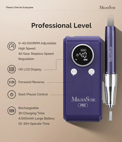 MB420G Clip-On Professional Rechargeable 2-in-1 Nail Drill with Built-In Stand 40,000RPM