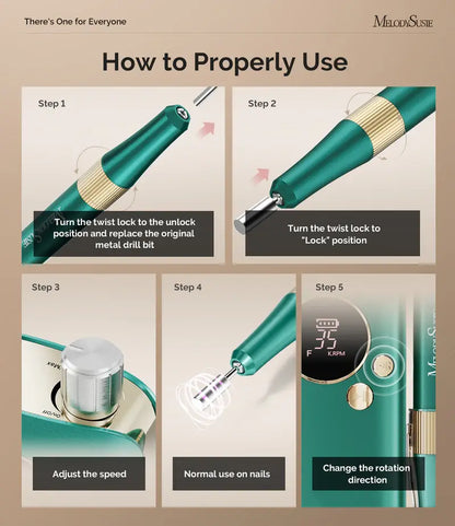 MelodySusie SM200F Rechargeable Nail Drill 35,000 RPM
