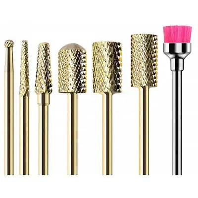 MelodySusie Gold Carbide Nail Drill Bits Set (7Pcs)