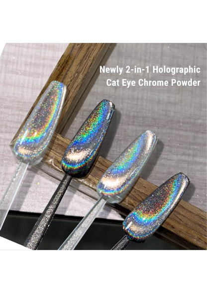 KIRIN 2in1 Holographic Cat Eye Magnetic Chrome Powder