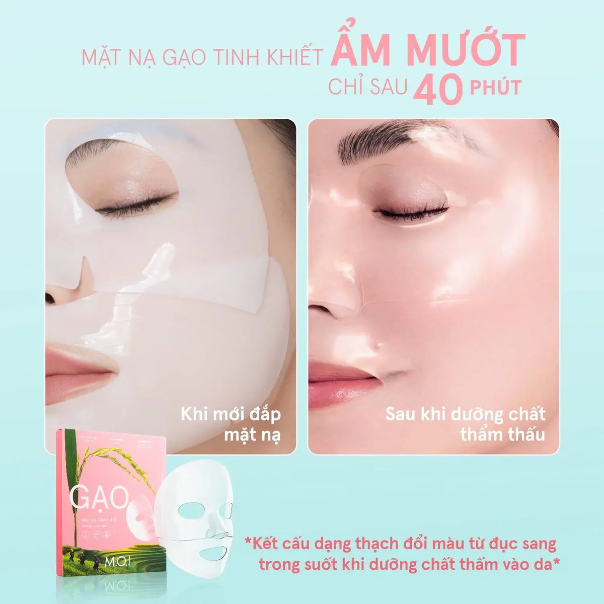 Mặt Nạ Gạo Tinh Khiết Sáng Da M.O.I Hydrogel Rice Mask – Box of 3