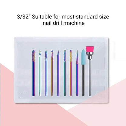 Colorful Diamond Cuticle Nail Drill Bits Set 10Pcs