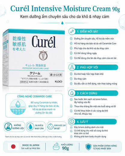 Kem Dưỡng Ẩm Chuyên Sâu Curél Intensive Moisture Care Moisture Cream 90g