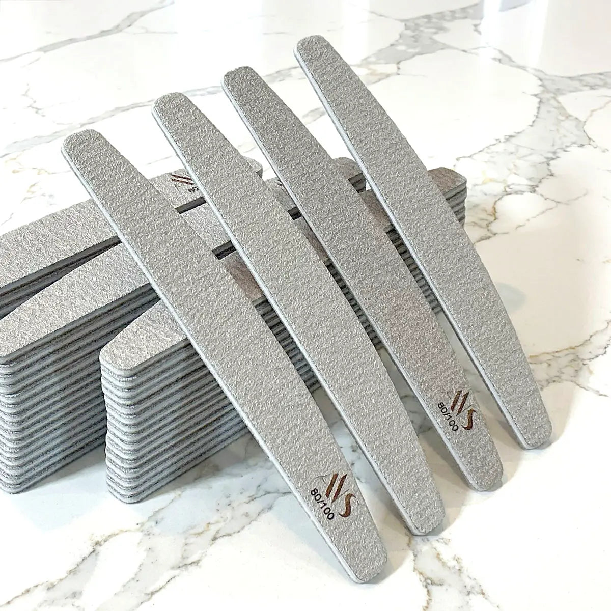 80/100 Grit Double Sided Reusable Nail File Bundle - Zebra  (50 pcs)