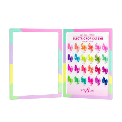 Cre8tion Electric Pop Cat Eye Gel Kit 24 Colors – Free 5 Diamond Top Coats
