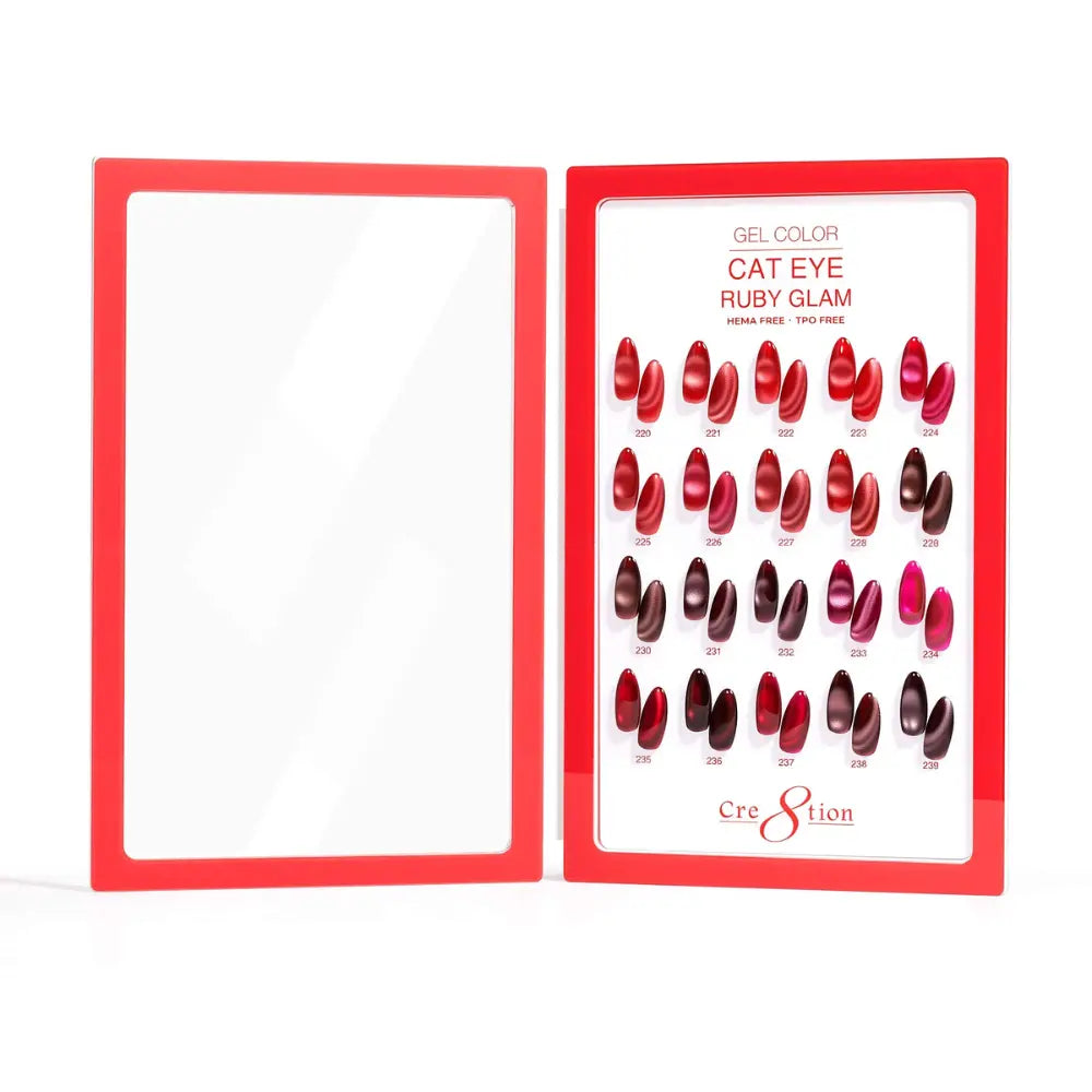 Cre8tion Ruby Glam Cat Eye Gel Collection 0.5 oz – 20 Colors + 3 Free Top Coats