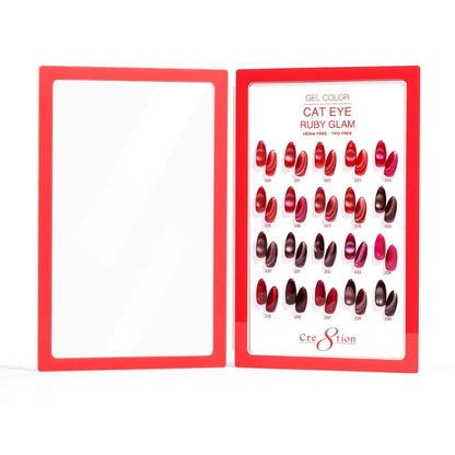 Cre8tion Ruby Glam Cat Eye Gel Collection 0.5 oz – 20 Colors + 3 Free Top Coats