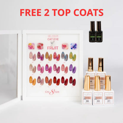 Cre8tion Fruit Cat Eye Gel Kit 0.5 oz – 18 Colors + 2 Free Top Coats