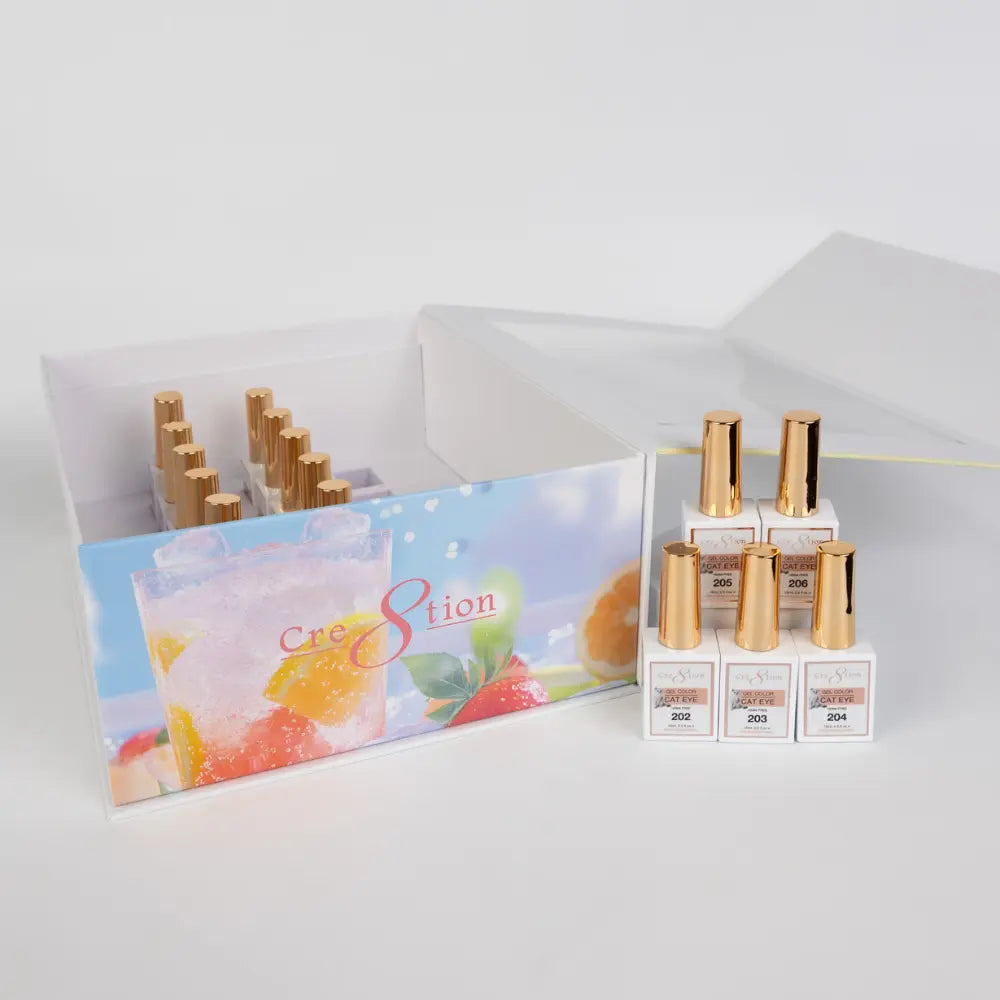Cre8tion Fruit Cat Eye Gel Kit 0.5 oz – 18 Colors + 2 Free Top Coats