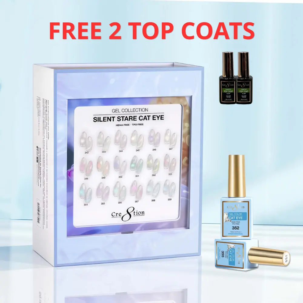 Cre8tion Silent Stare Cat Eye Gel Kit – 18 Colors + 2 Free Top Coats