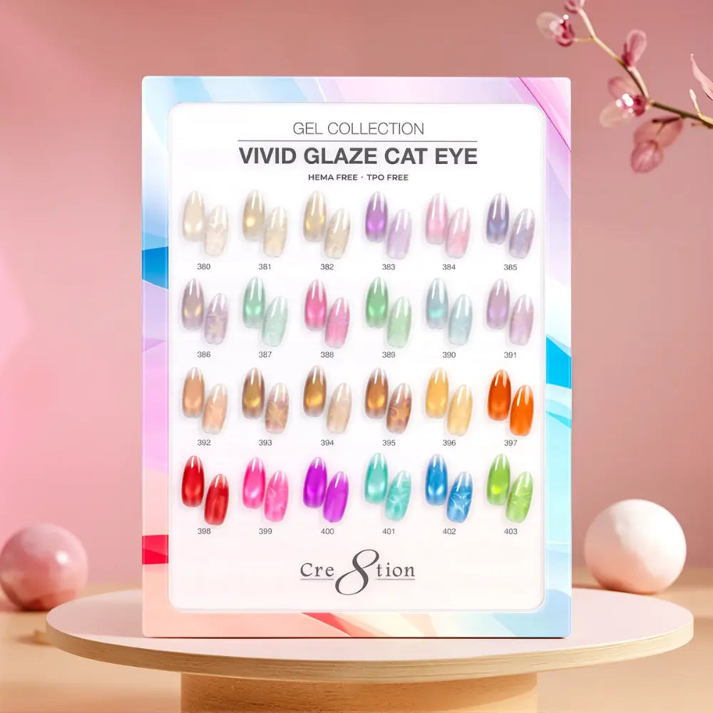 Cre8tion Vivid Glaze Cat Eye Gel Kit – 24 Colors + 5 Free Top Coats